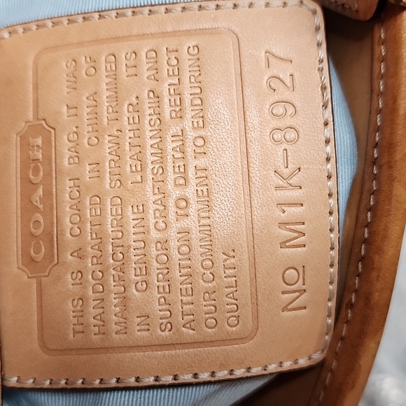 Coach 2001 RARE vintage mini Signature Light Brown Camel Beige Gold Raffia Tote - Picture 5 of 5